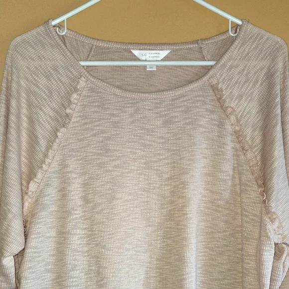 Lauren Conrad Light Pink Ruffle Accent Top, M (PTP=21.5") - Picture 2 of 5